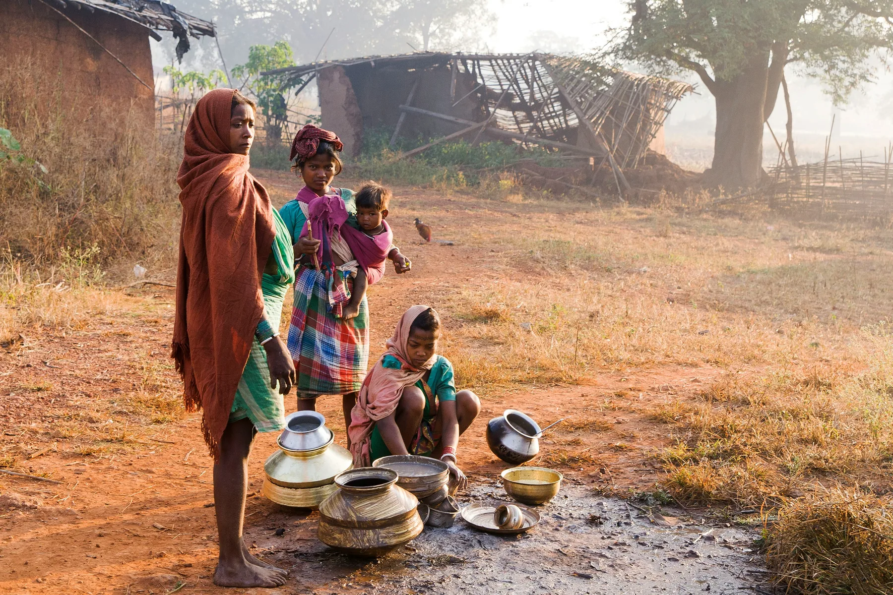 Community members collecting water